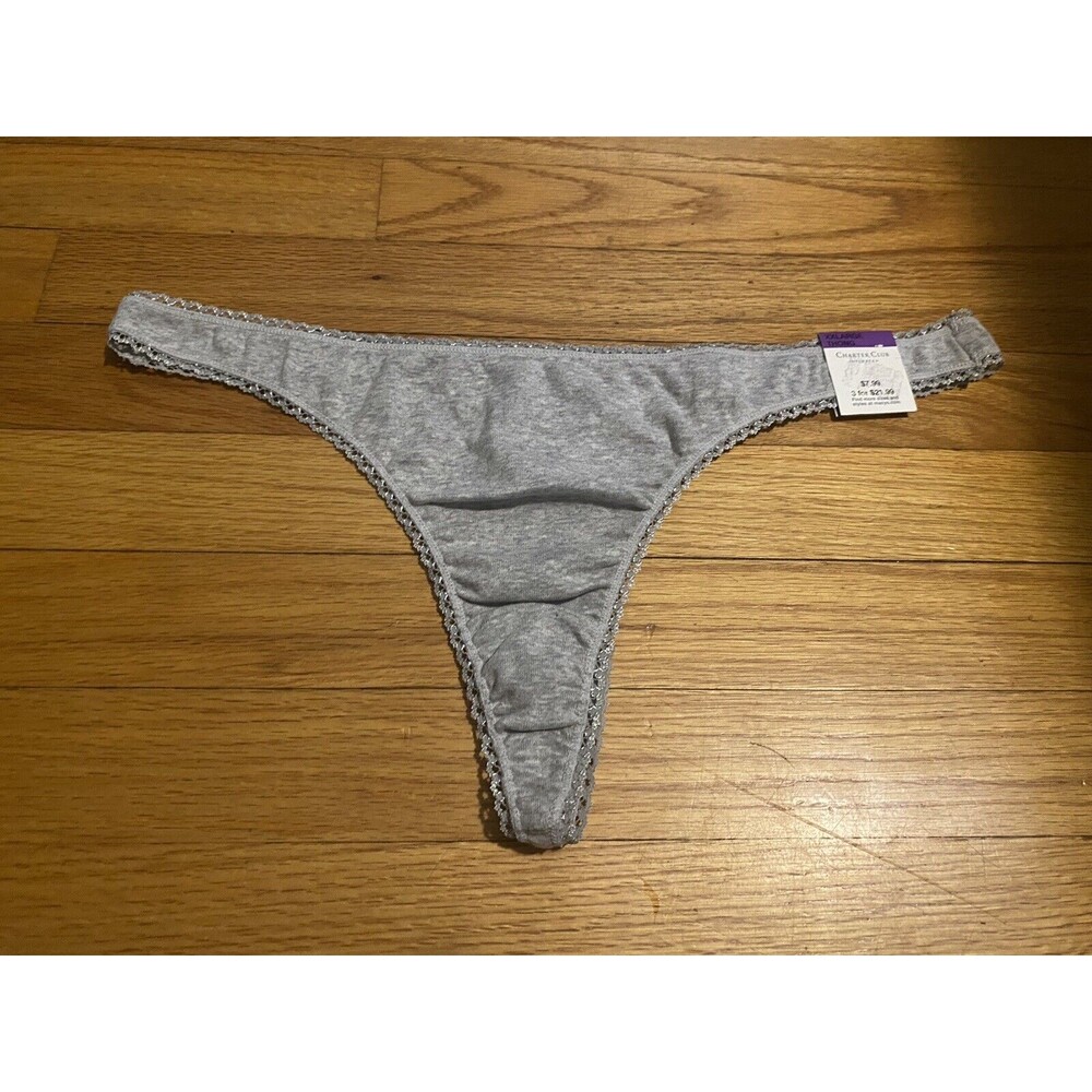 Charter Club Lace Trimmed Cotton Thong - XXL
